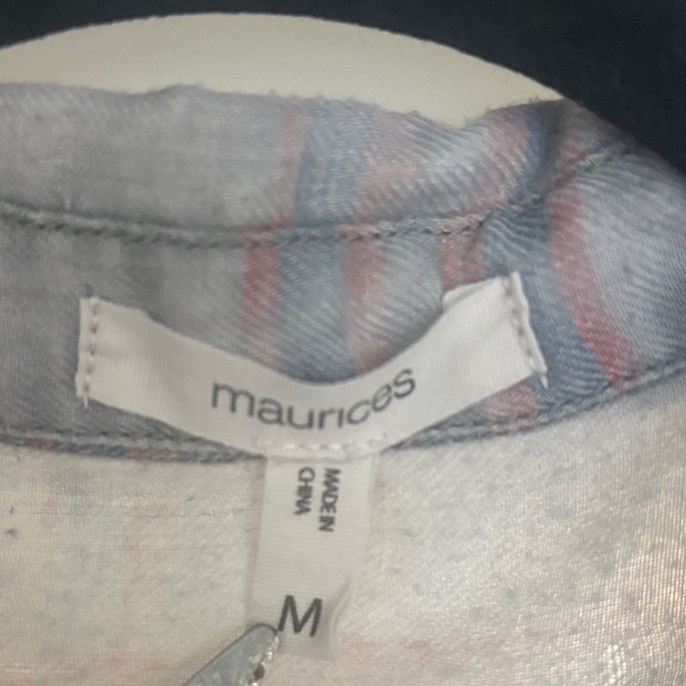 Maurice's Flannel Button Up Shirt Distressed Medium - Picture 2 of 8